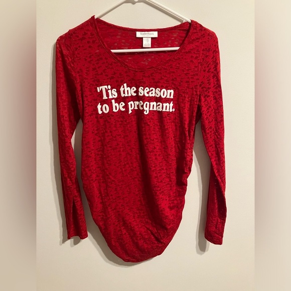 Motherhood Maternity Christmas Long sleeve Tee with side rouching medium - Picture 2 of 10